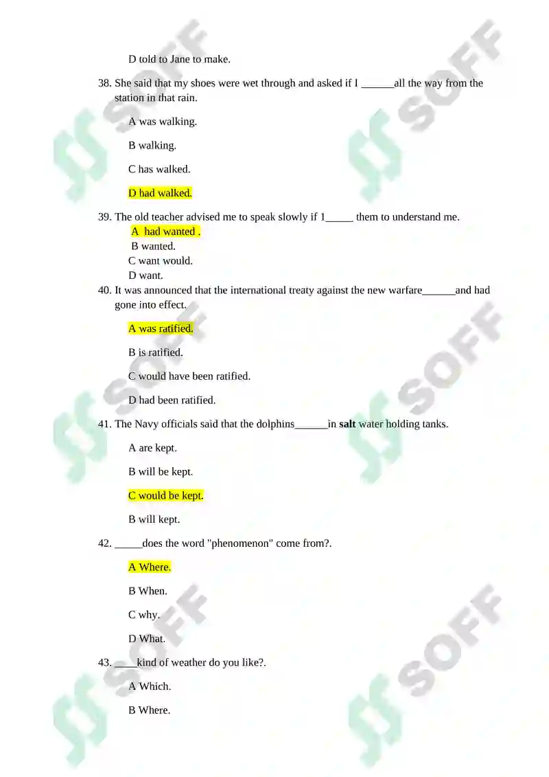 Verb Tenses Practice Questions 8