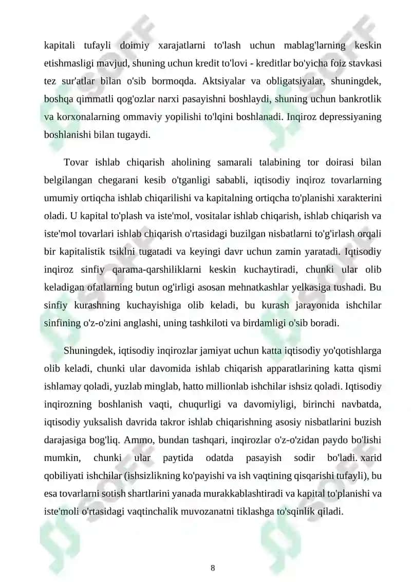 Iqtisodiy inqirozlar ularning turlari va namoyon bo'lish xususiyatlari 8