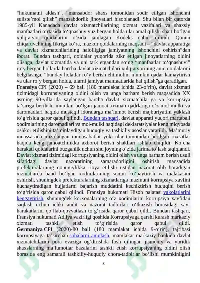JAHON TAJRIBASIDA KORRUPSIYAGA QARSHI KURASH MEXANIZMLARI 8