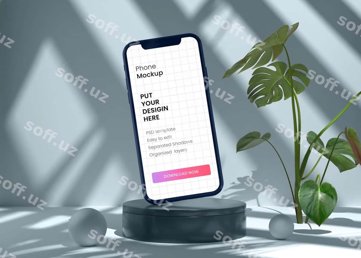 Smartfon namunasi podium bilan | Smartphone mockup with podium 1