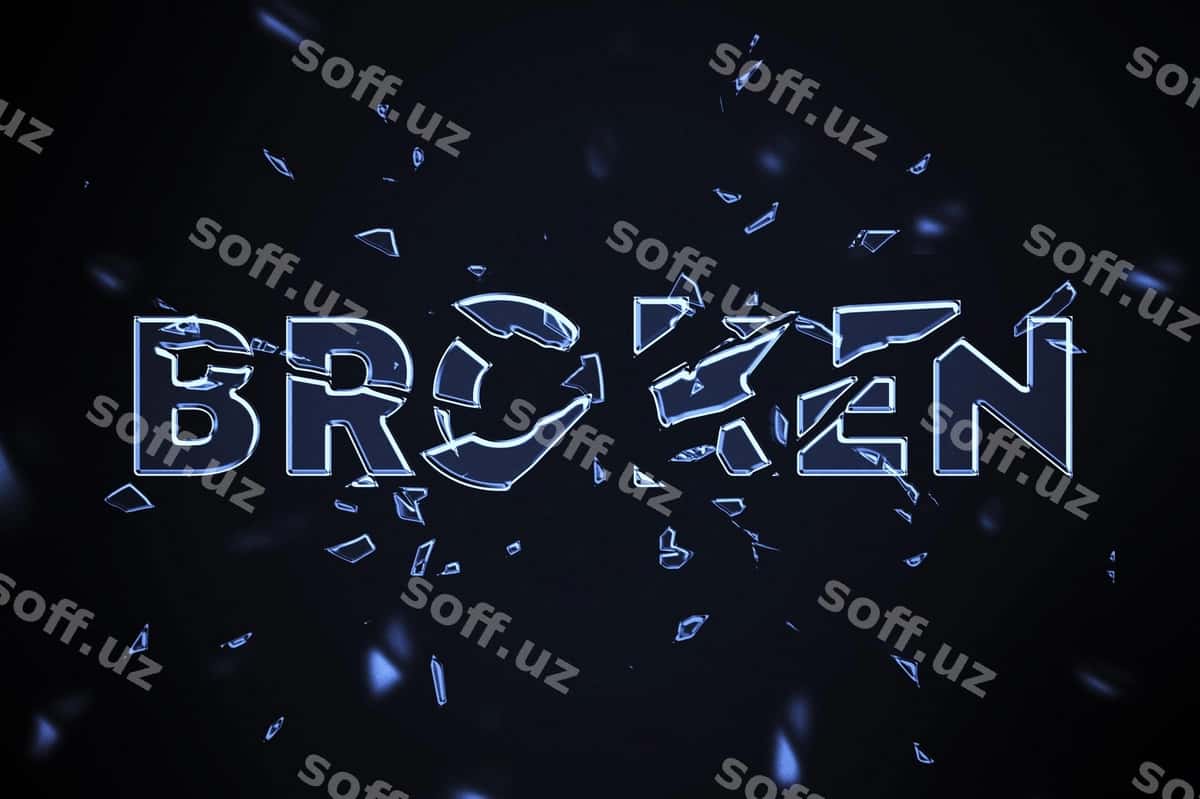 Gloriya steklyannogo teksta effekti | Smashed glass text effect 1