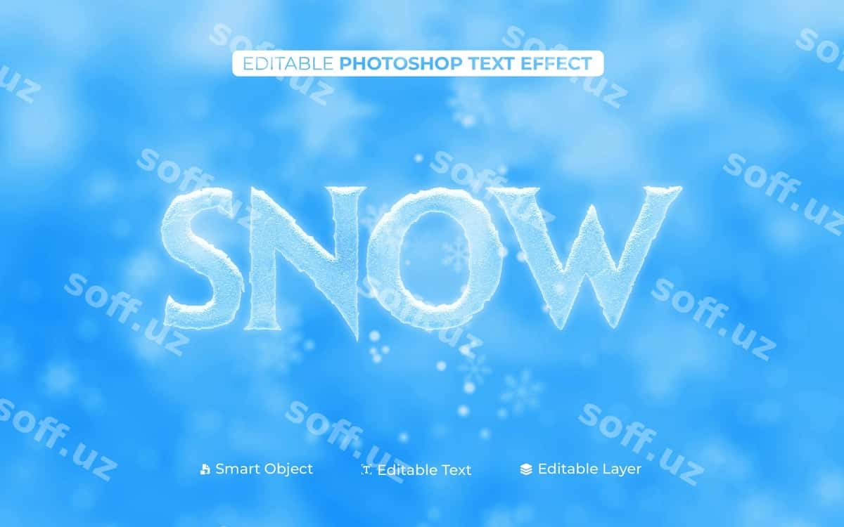 Qish so'zi effekti yangi yil | Snow text effect christmas 1