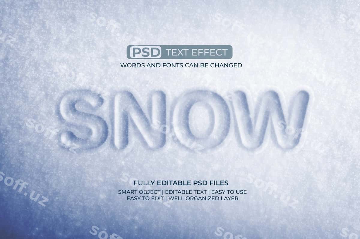 Qarorli matn effekti | Snow text effect 1