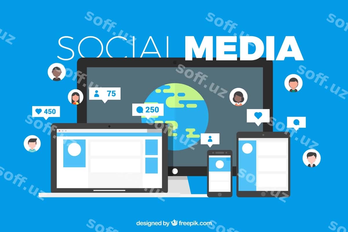 Ijtimoiy tarmoqlar orqa fon tekis uslubi | Social media background flat style 1