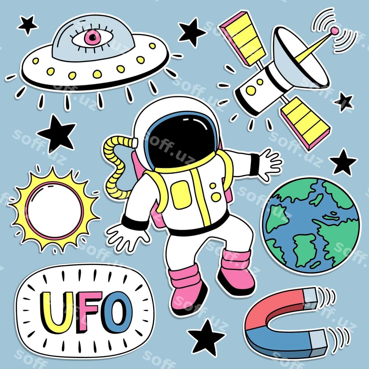 Kosmik yorliqlar to'plami | Space labels collection 1