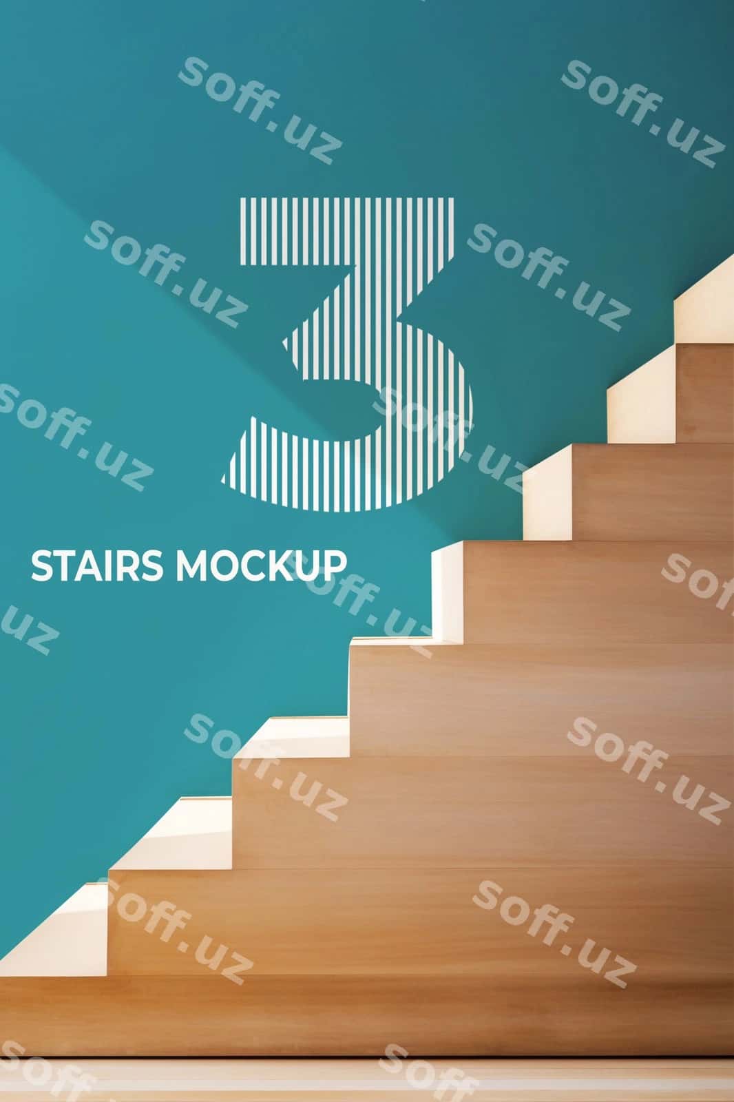 Namuna devor dizaynli chiziqlar | Stairs with mockup wall design 1