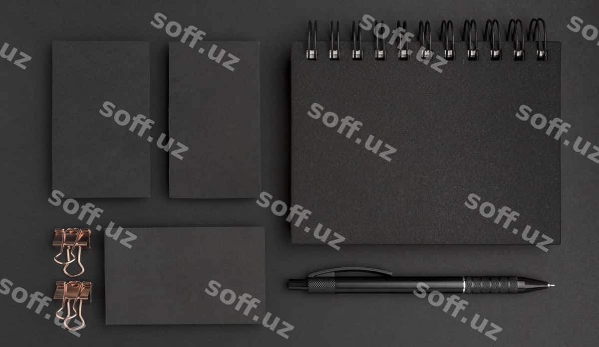 Qozon kitobi qora misdagi namunasi | Stationery dark copper mockup 1