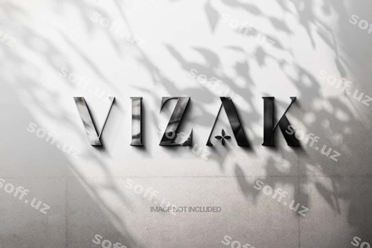 Temir metalik belgi namunasi | Steel metallic sign mockup 1