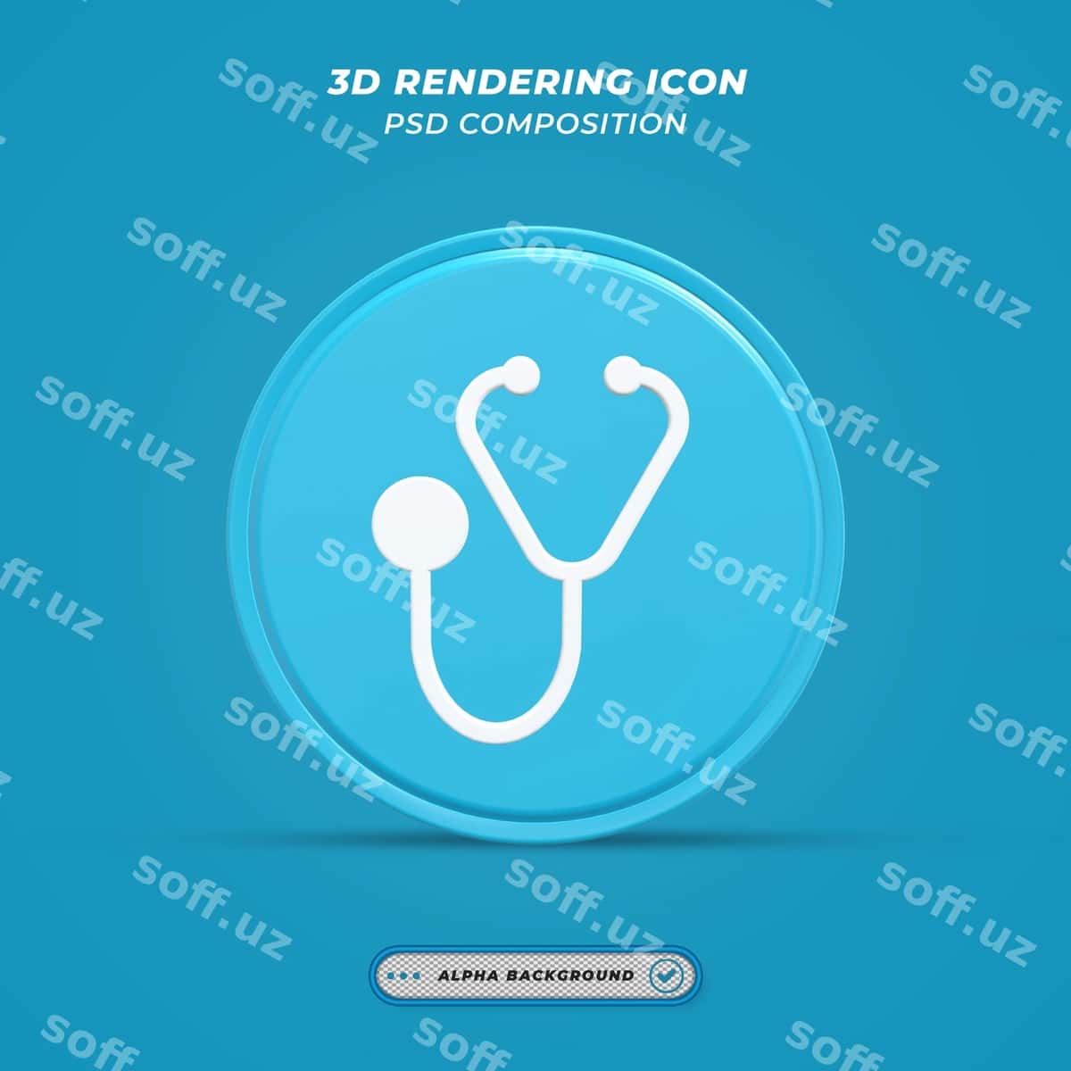 Stetoskop ikonasi 3D renderi | Stethoscope icon 3d rendering 1