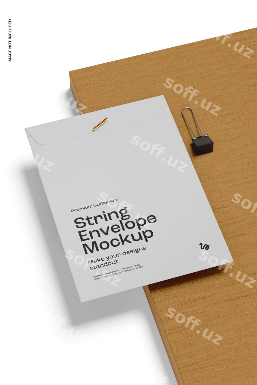 Ip muroja mockup stoyka | String envelope mockup podium 1