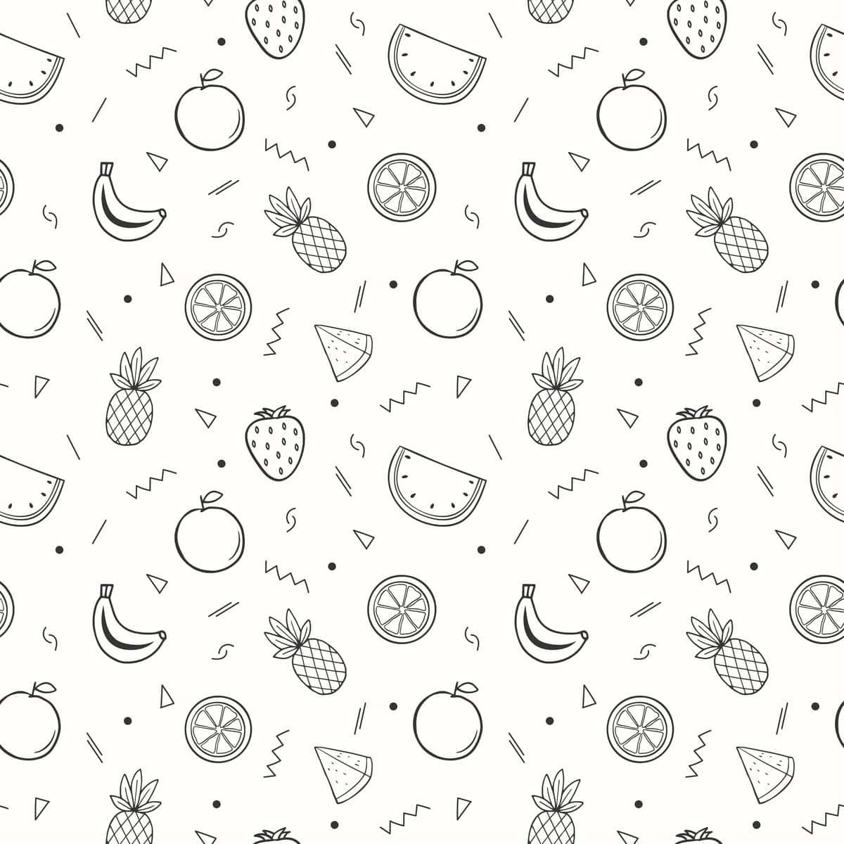 Tropik mevalar geometrik bilan qo'lda chizilgan yoz mevalari naqsh | Hand drawn summer fruits pattern with tropical fruits geometric 1