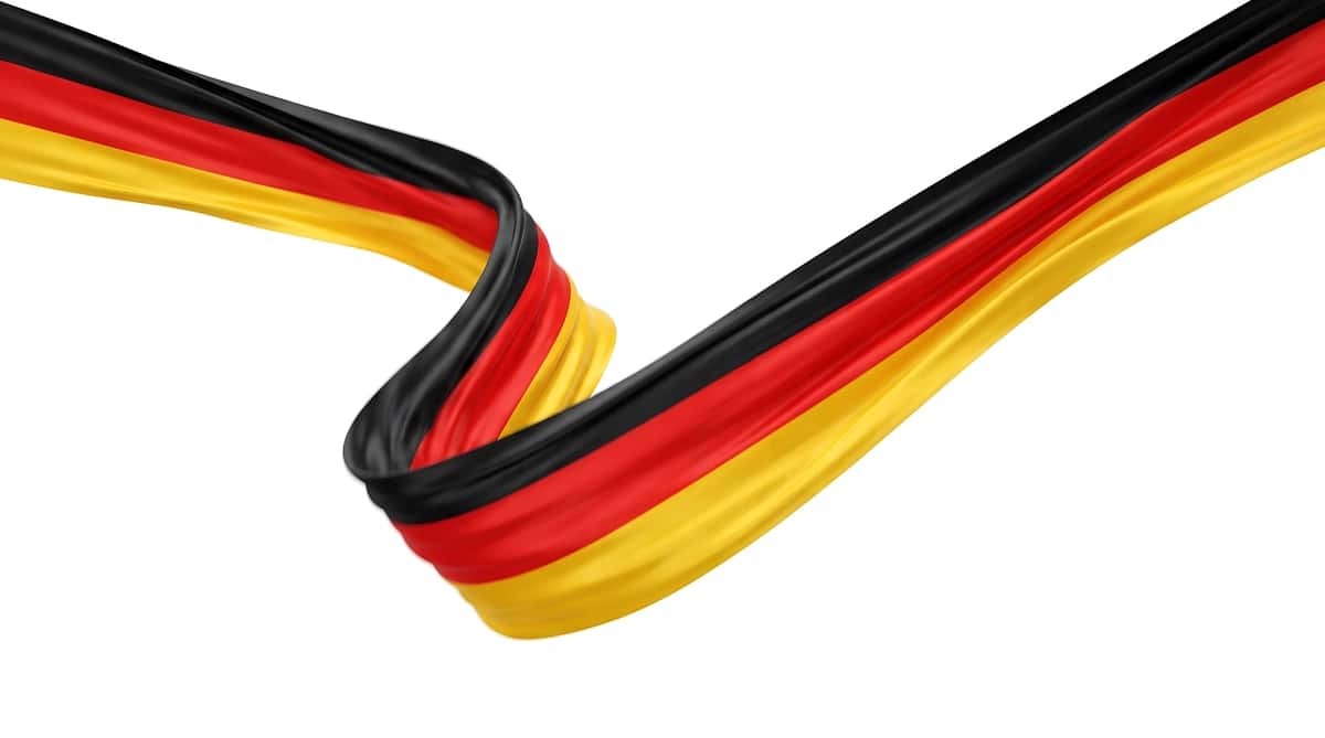 Aylanayotgan Germaniya bayrog‘i lentasi foni | Swirling german flag ribbon background 1