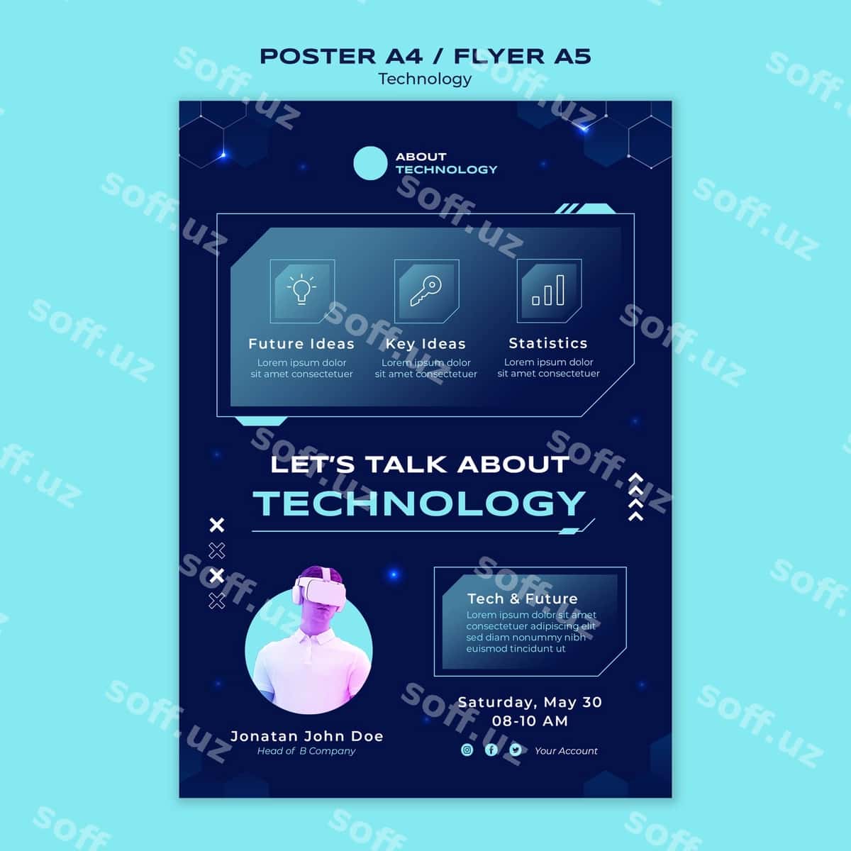 Texnologiya shablon dizayni | Technology template design 1