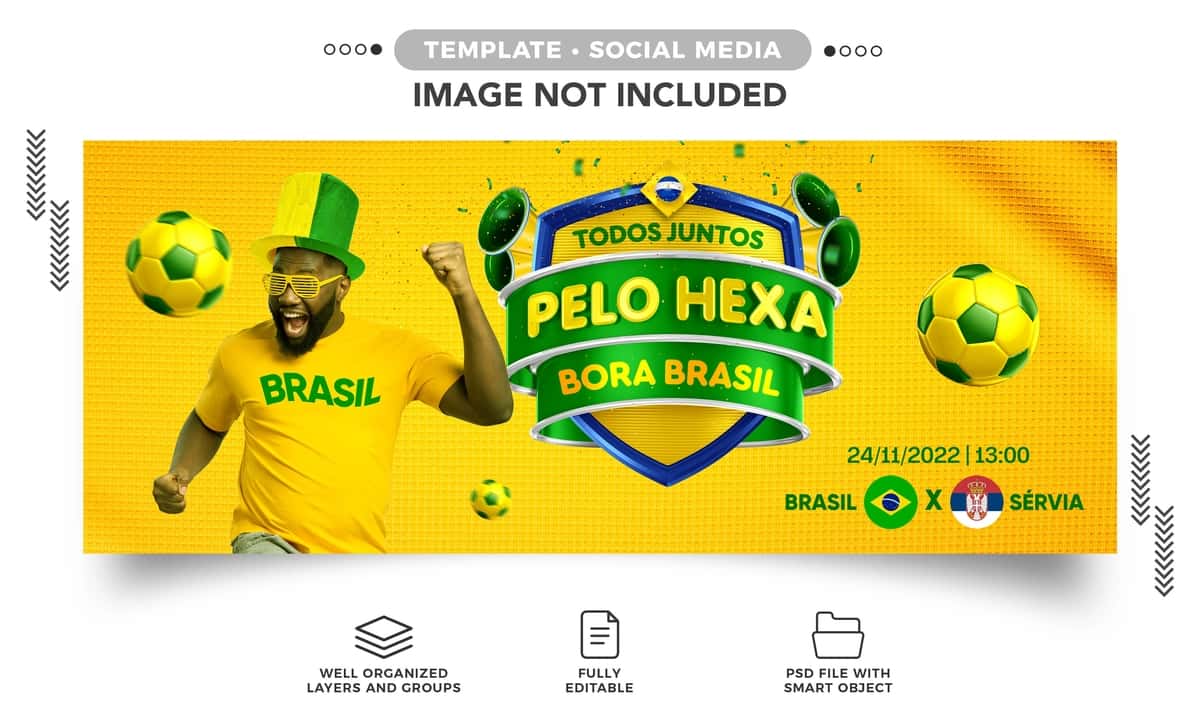 Braziliya muxlislari jahon chempionati banner shablonlari | Template banner world cup brazil fans 1