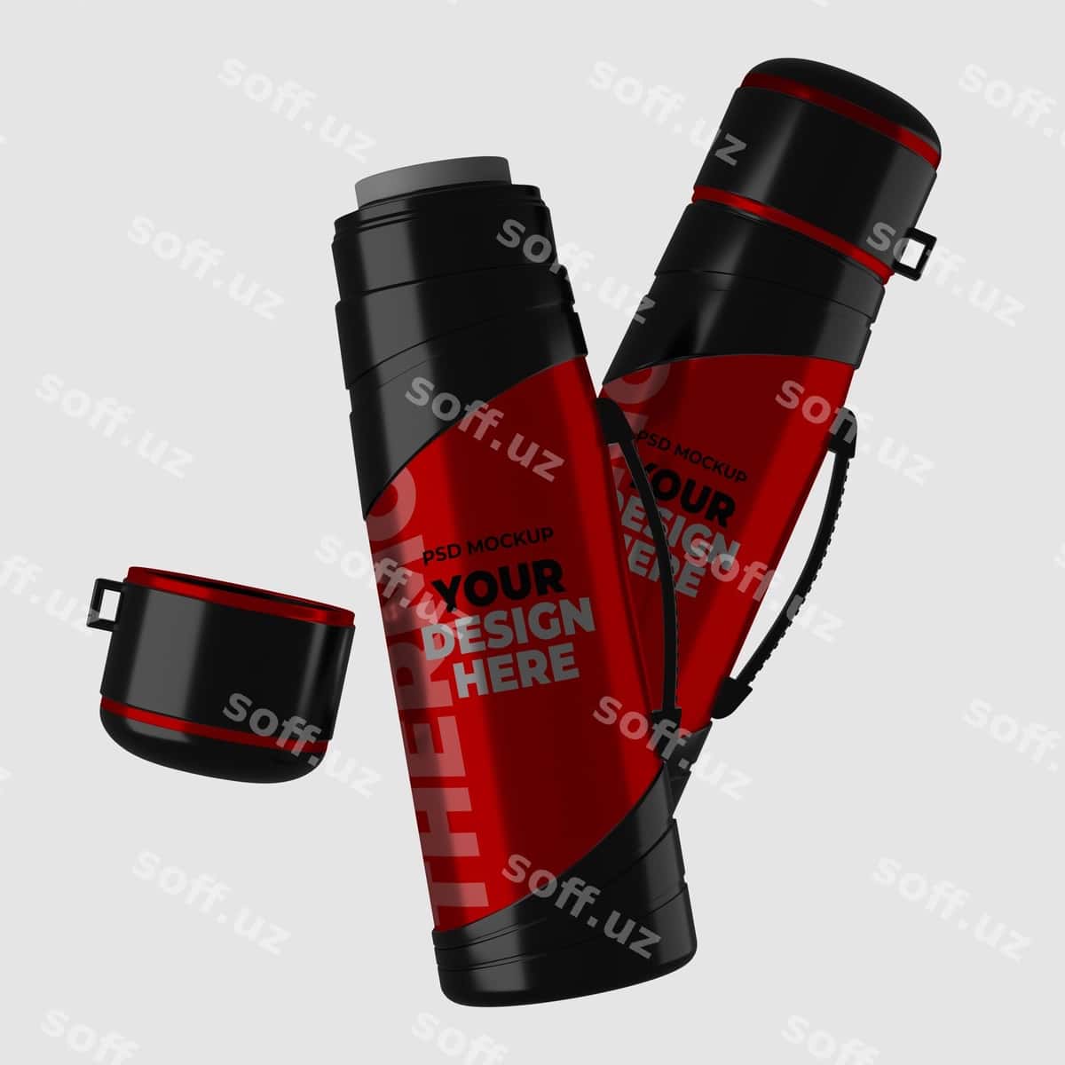 Termos mockup fly qadoq bilan | Thermos mockup fly with cap 1