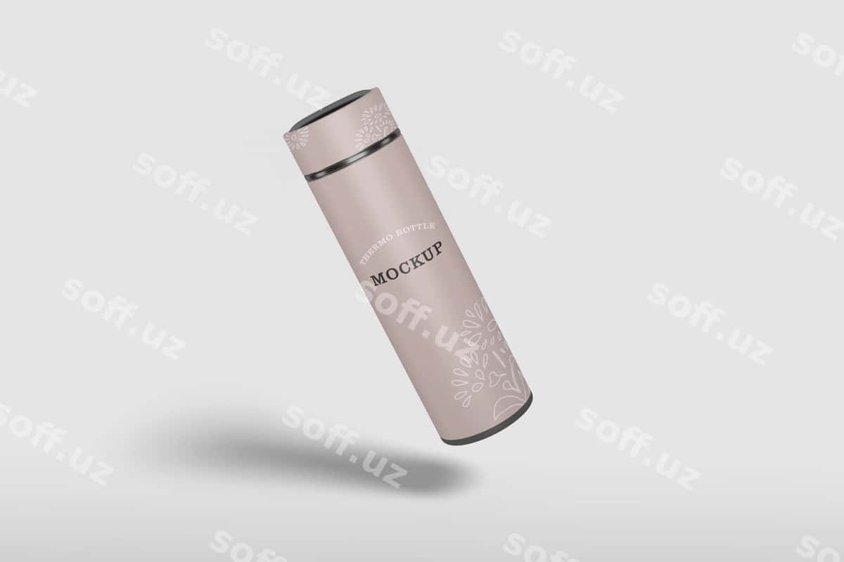 Termos suqqa idish namunasi ajraltirilgan | Thermos water bottle mockup isolated 1