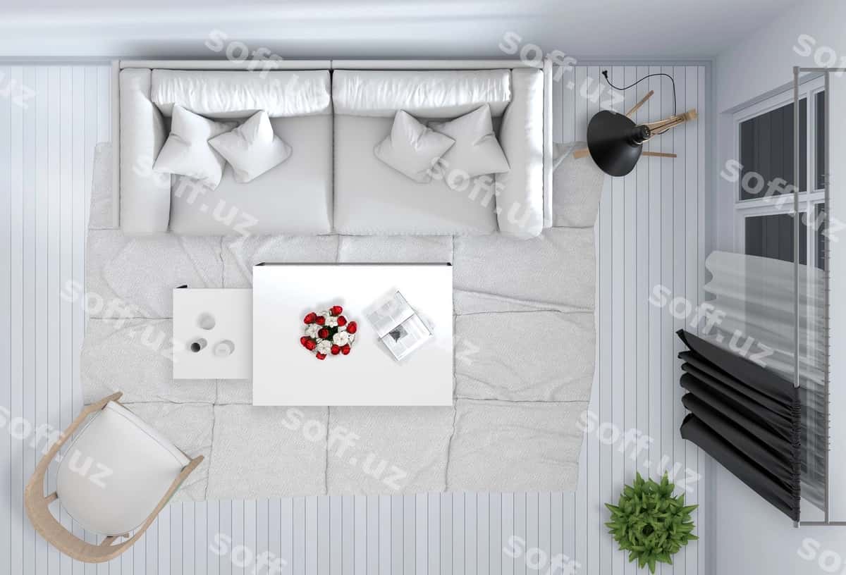 Yuqori ko'rinish ichki mehmonxona | Top view interior living room 1