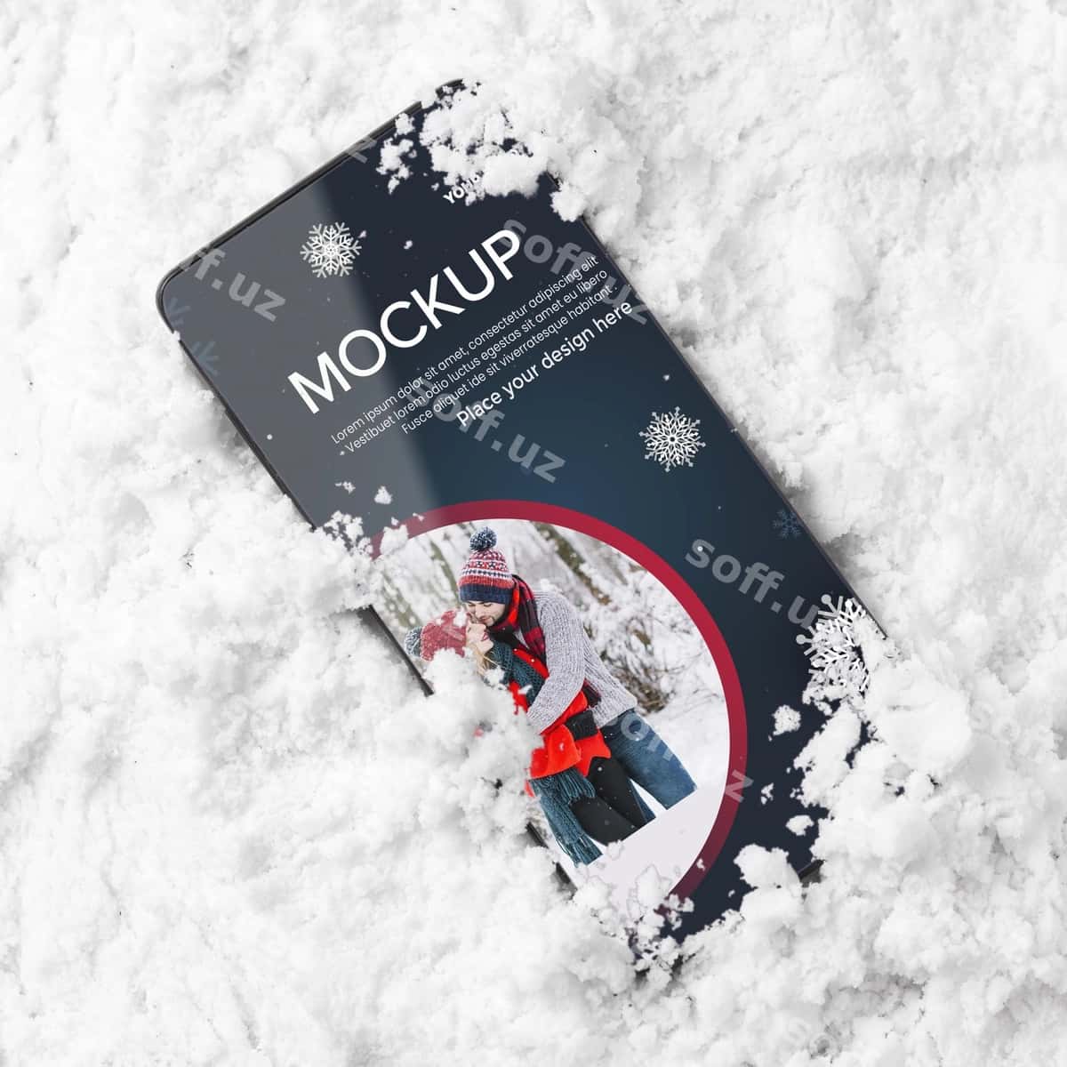 Yuqori ko'rinish smartfon qor | Top view smartphone snow 1