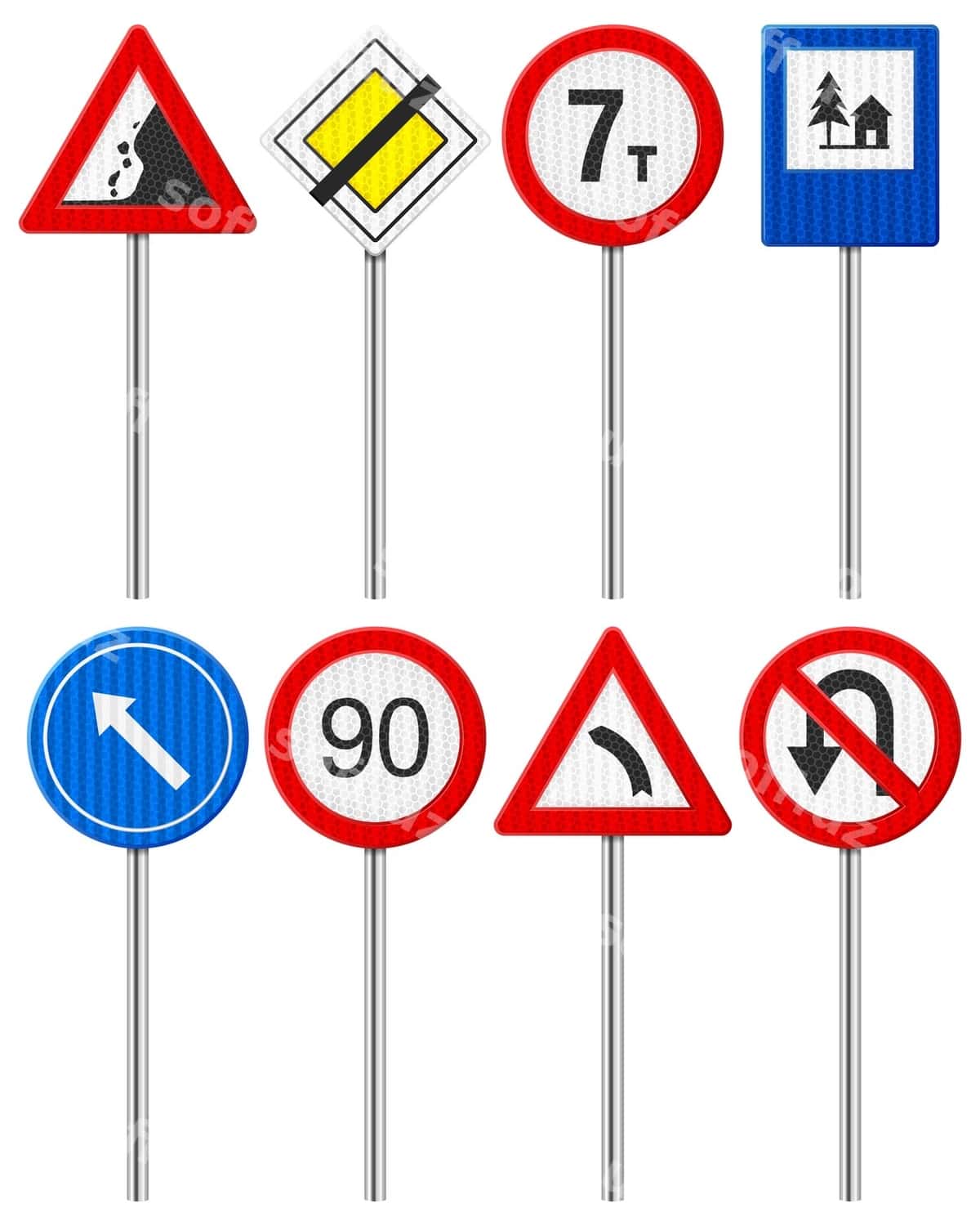 Yo'l trafik belgasi komplekti | Traffic road sign set 1