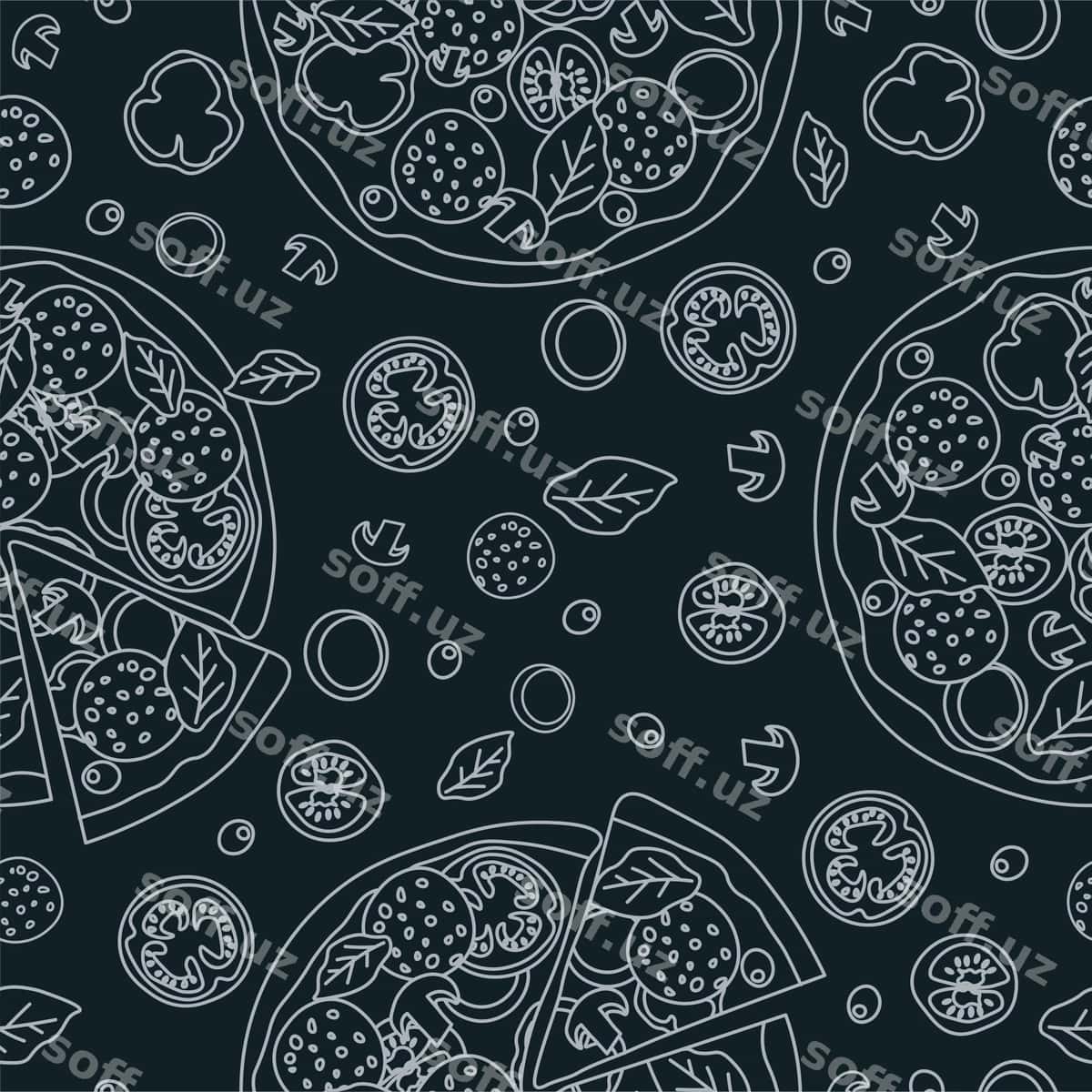 Trendy vektorli pitsa naqshli pitsa | Trendy vector pizza pattern pizzeria 1