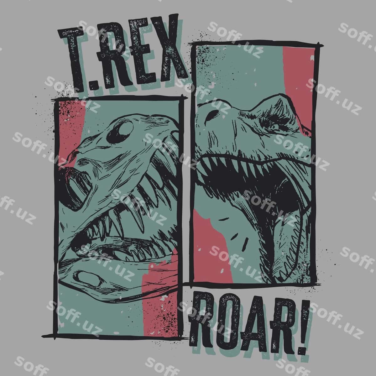 Trex rug' grafik vektor futbolka | Trex roar graphic vector tshirt 1