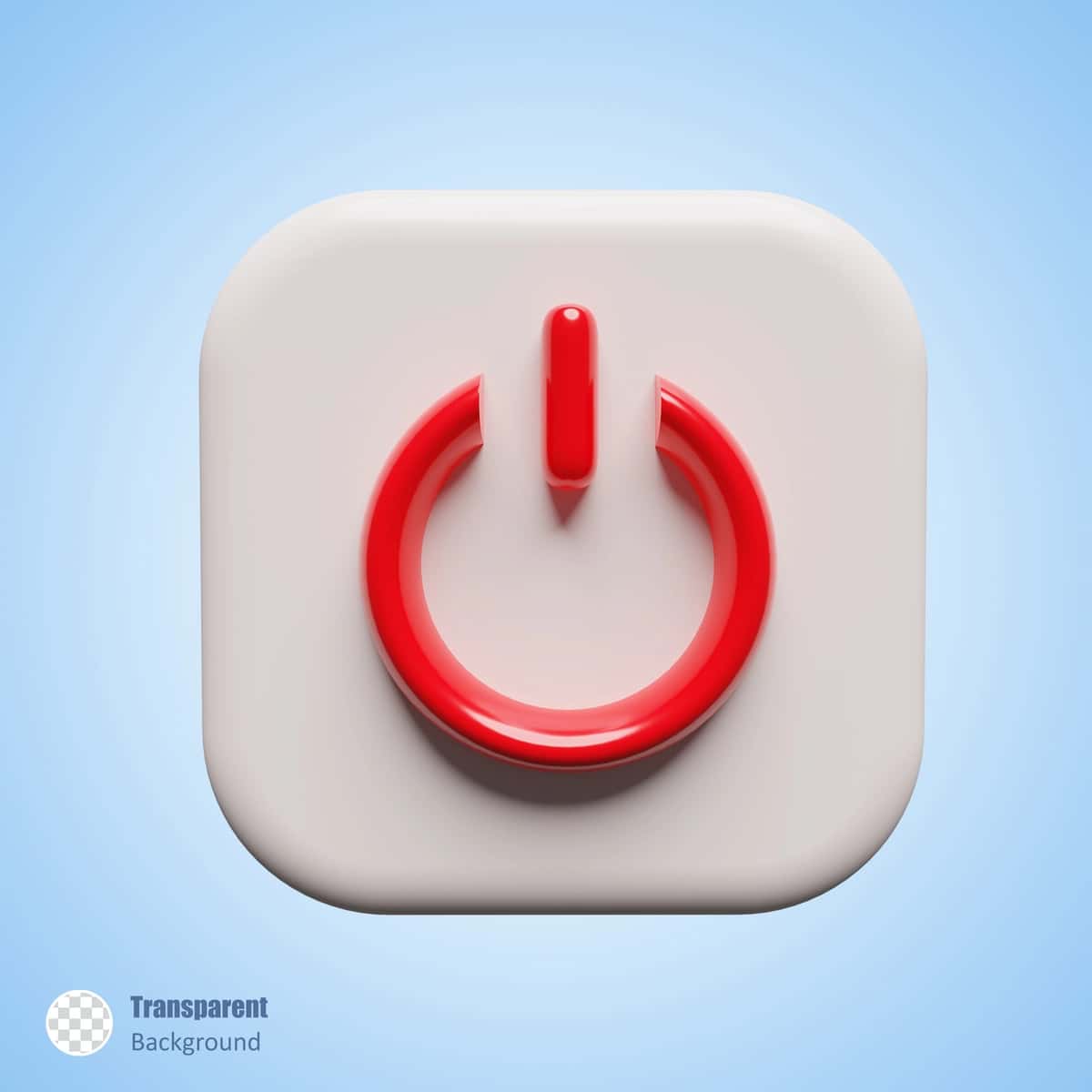 Qizil o'chirish tugmasi belgisi 3D render dizayni | Red turn off button sign 3d render design 1