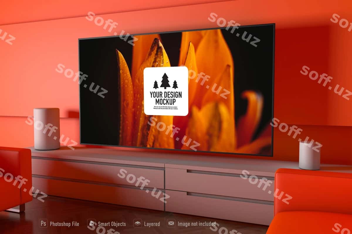 Televizor modeli ovqatxona ichida | Tv mockup inside dining room 1