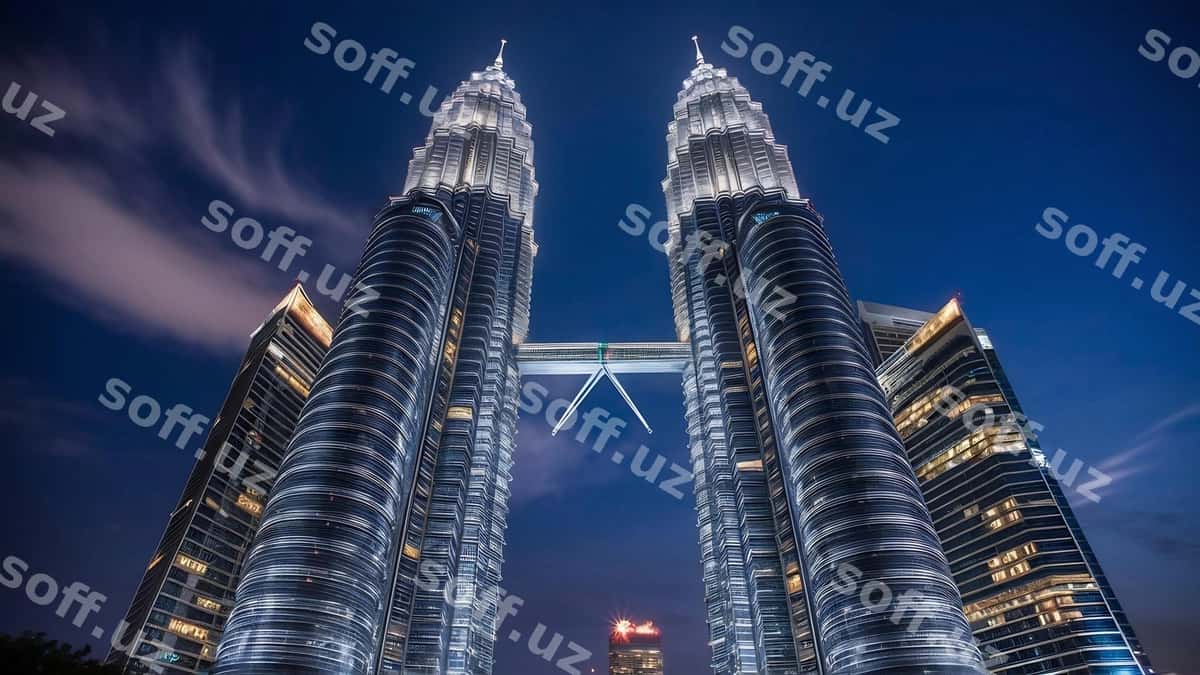 Egizak minoralar Petronas osmon ko'prigi | Twin towers petronas sky bridge 1