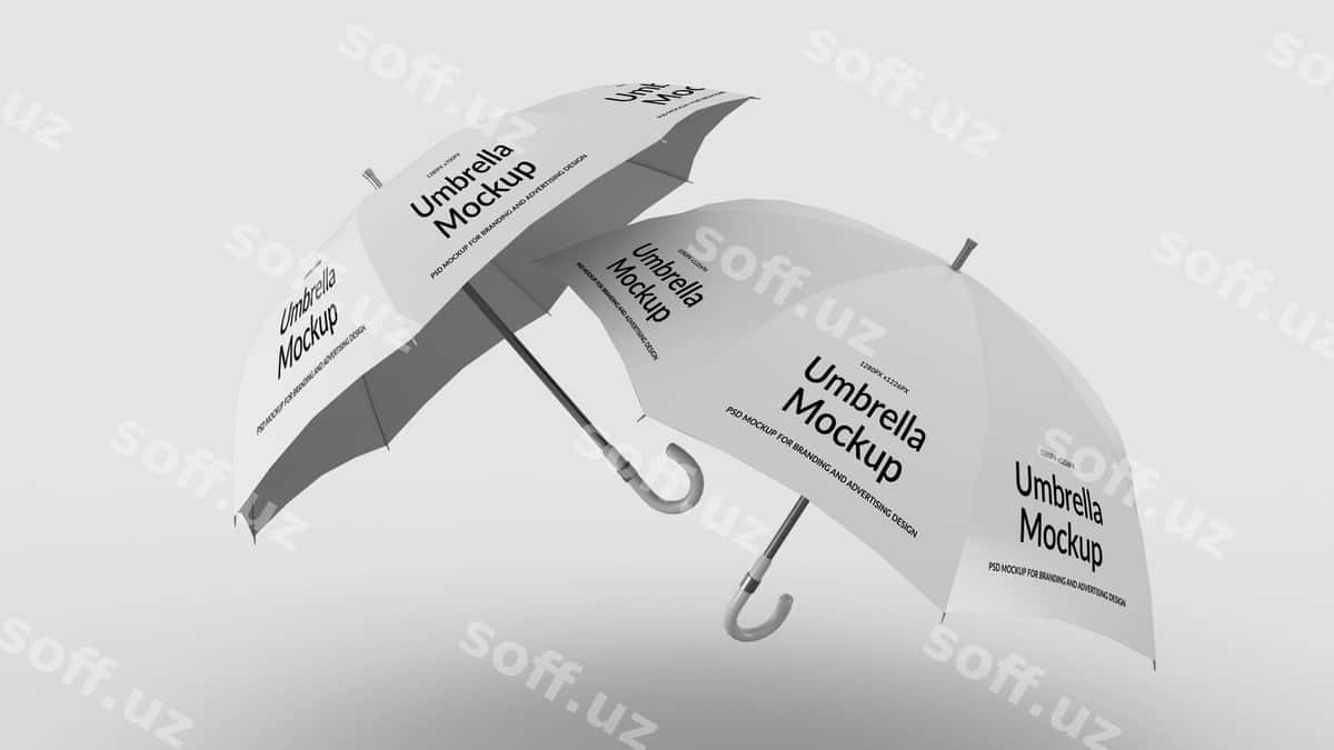 Ikki ochiq sochlar namunasi | Two open umbrella mockup 1