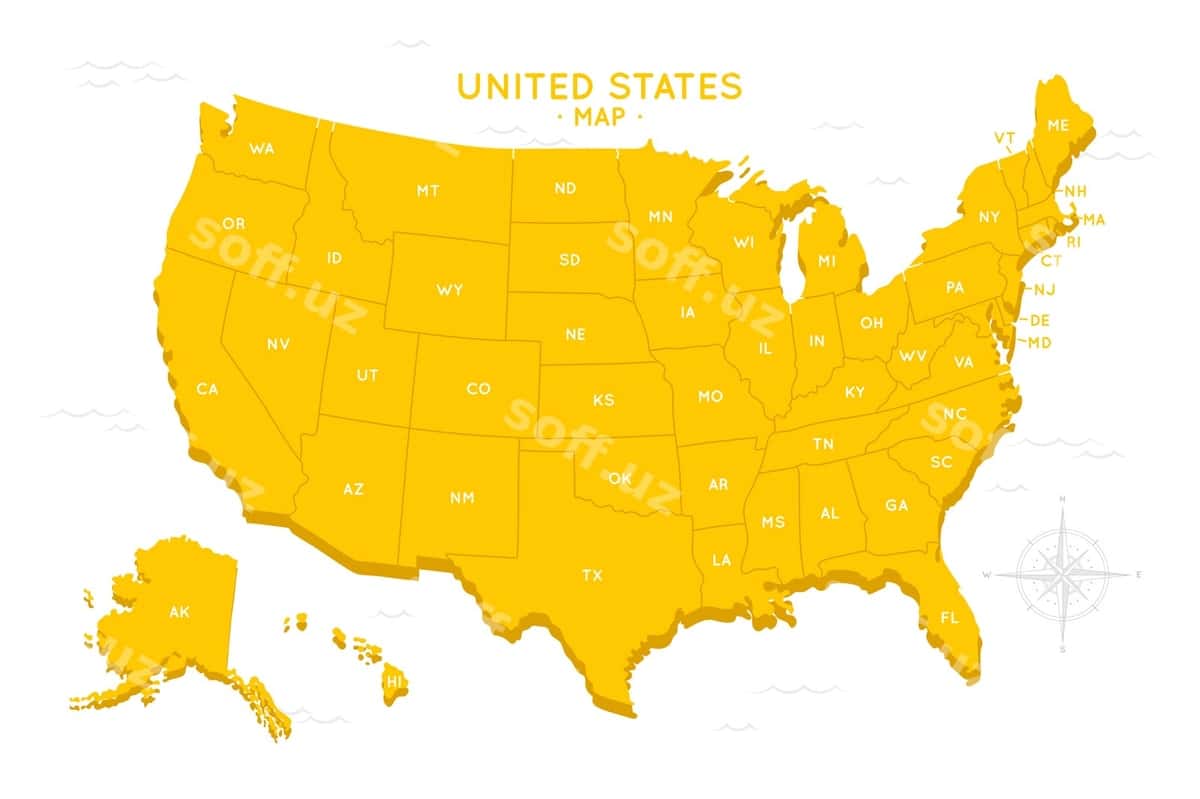 Amerika Qo'shma Shtatlari xaritasi tushunchasi tasviri | United states map concept illustration 1