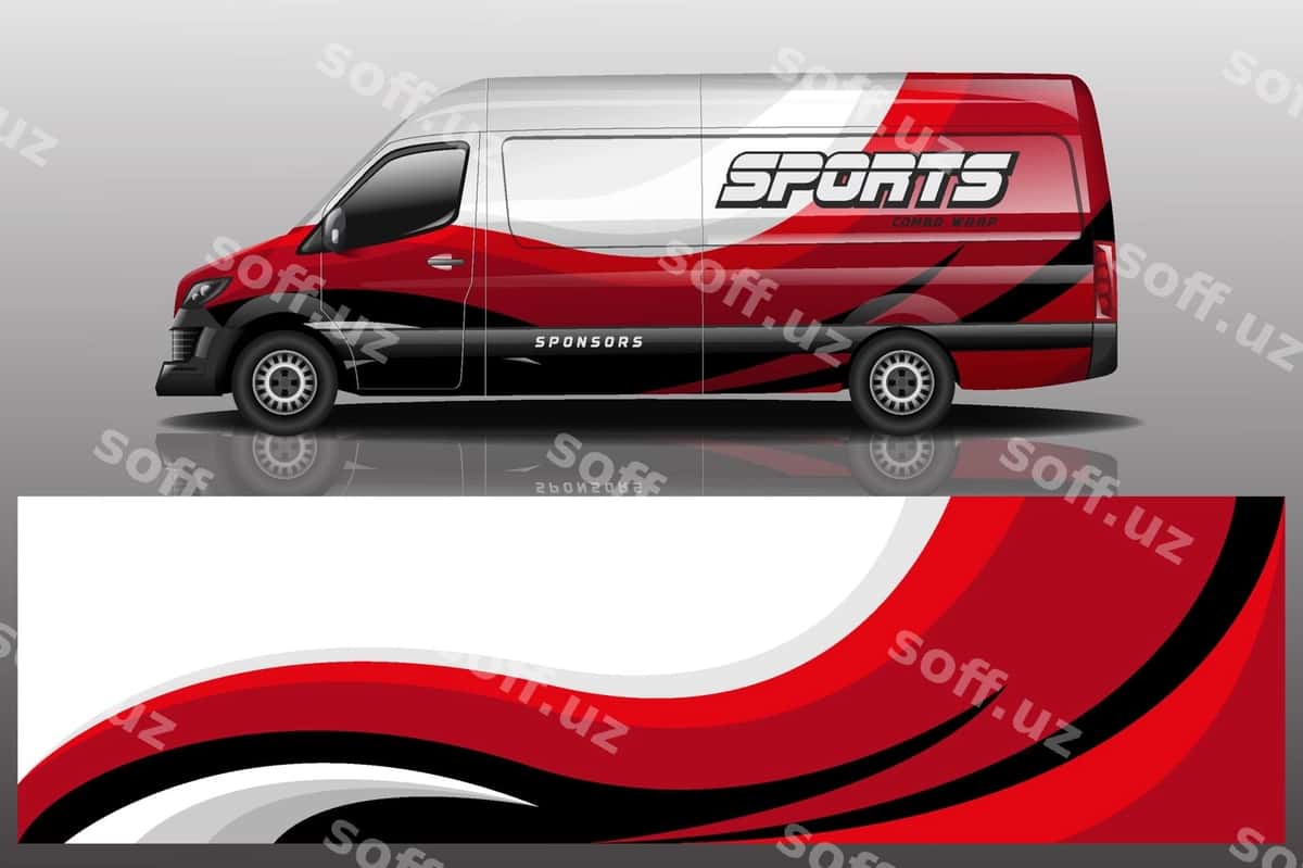Mikroavtobus uchun stikerli o'ram illyustratsiyasi | Van car decal wrap illustration 1