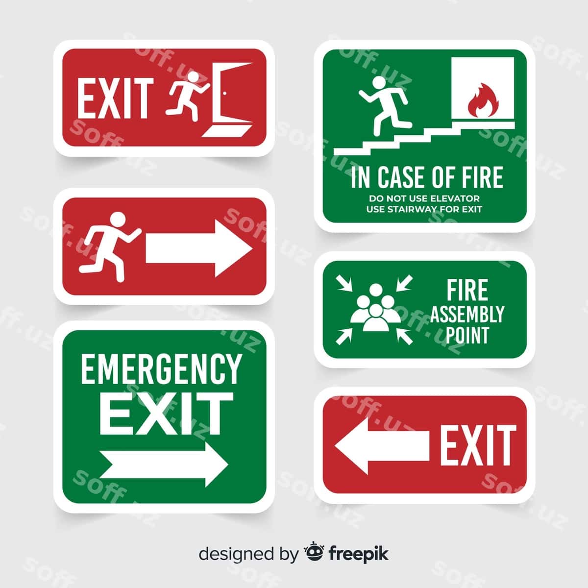 Turli xil chiqish belgilari | Various exit signs 1