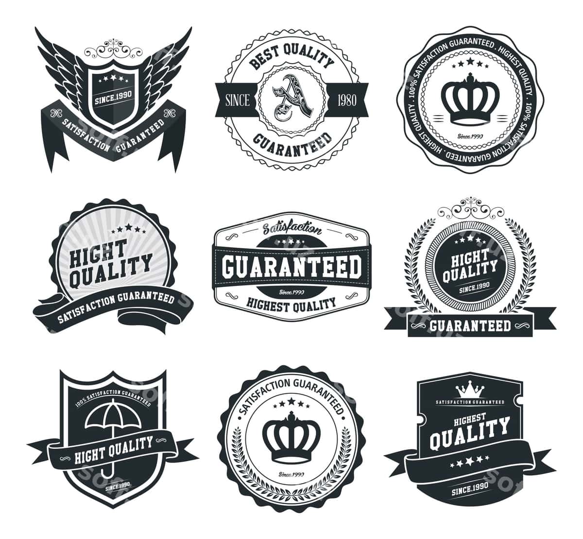 Vektor badjalar etiketlar to'plami | Vector badges labels set 1