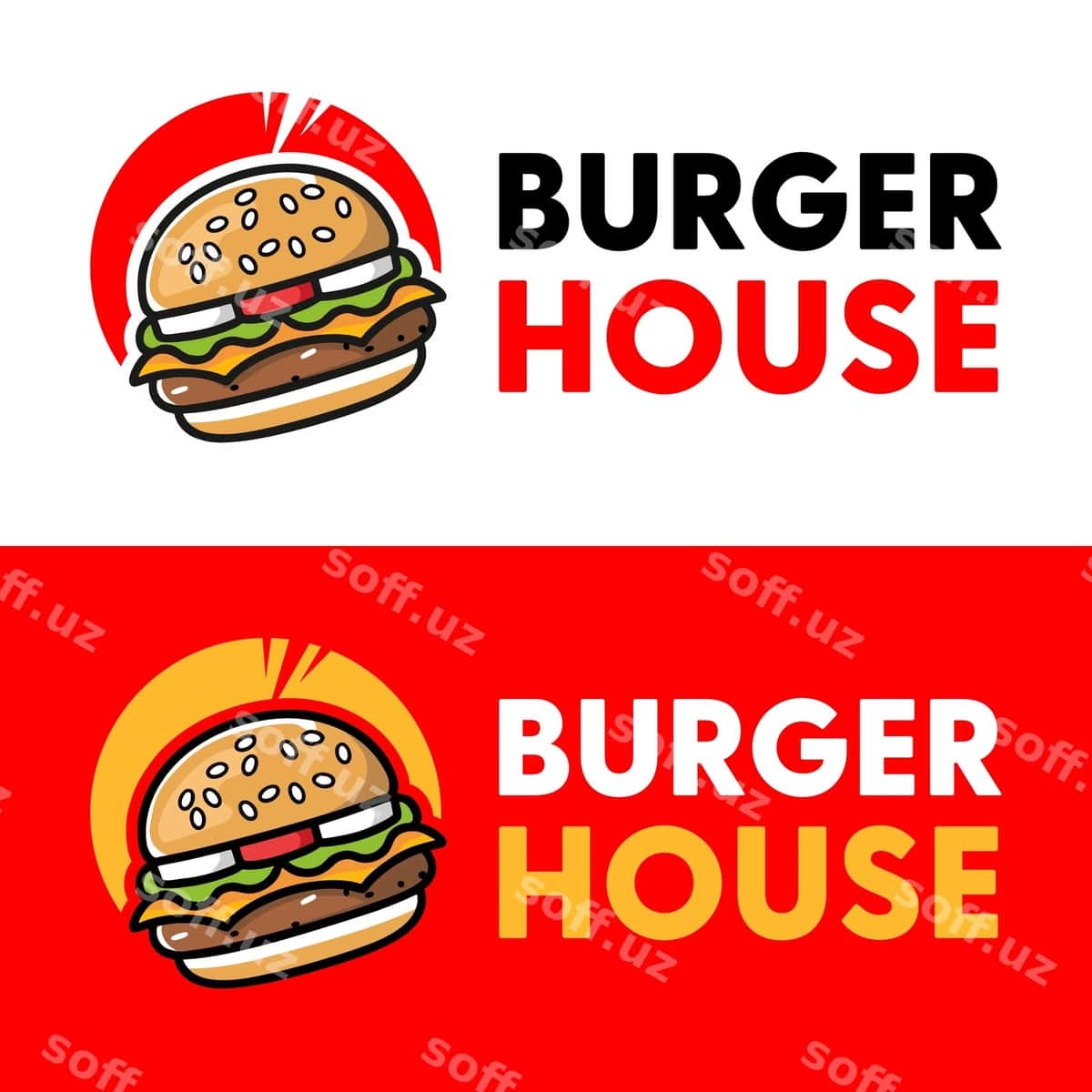 Vektor burger logo Illustrator shabloni | Vector burger logo illustrator template 1
