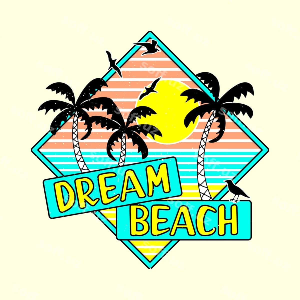Vektor tush plyaj bosma yoz | Vector dream beach print summer 1