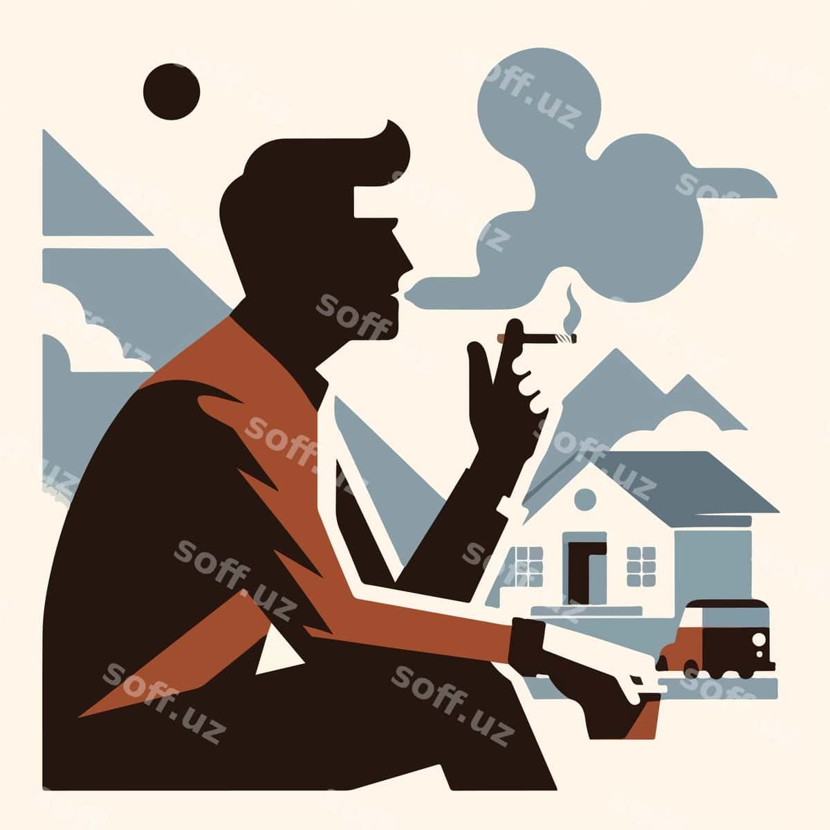 Shaxs tarkibidagi vektor rasm | Vector image person smoking 1