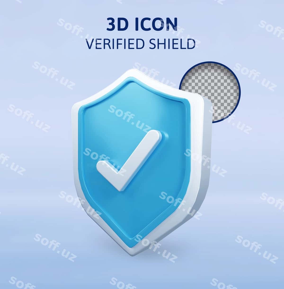 Tasdiq langan himoya 3D render illustratsiyasi | Verified shield 3d rendering illustration 1