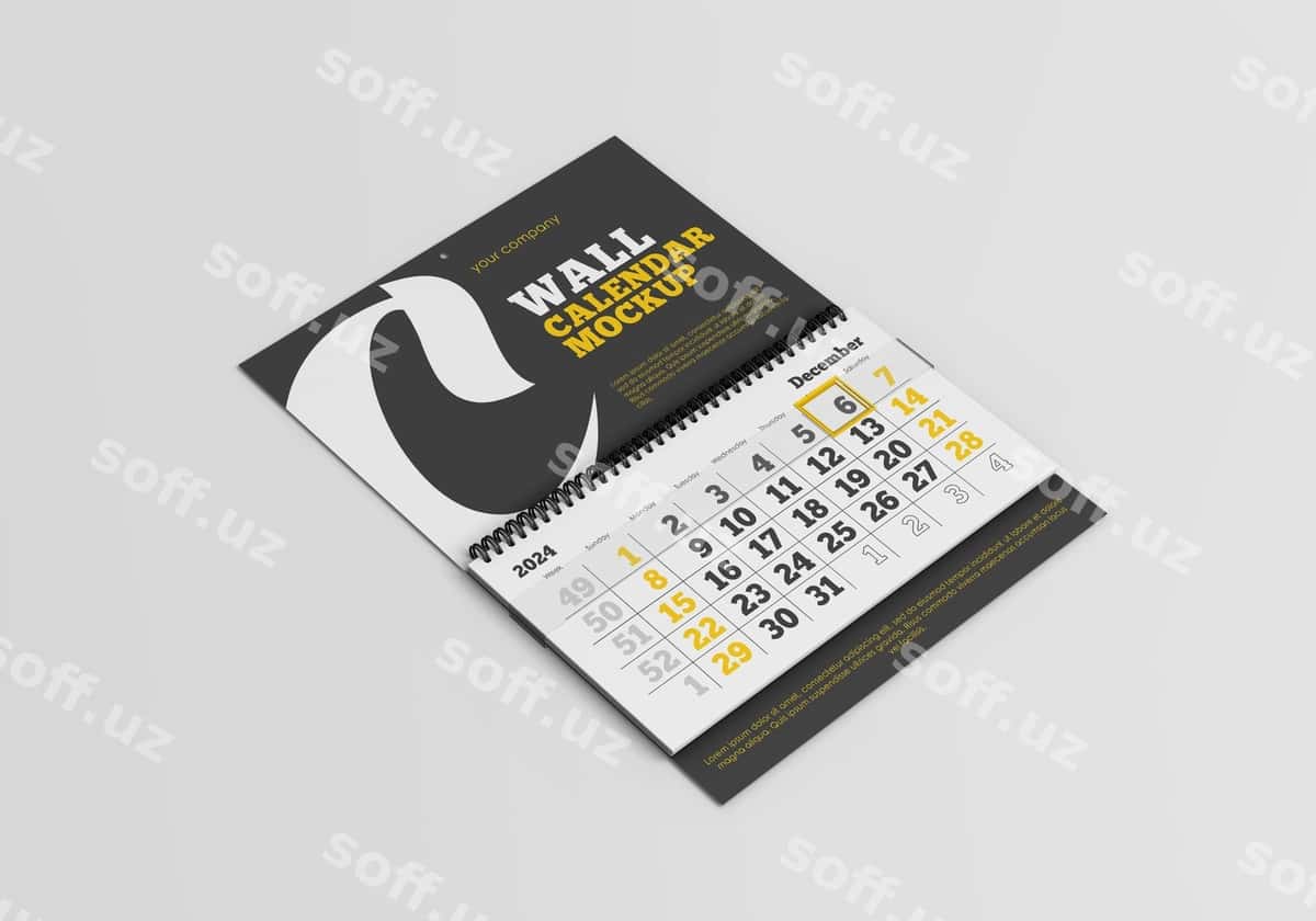 Devor kalendari mockup | Wall calendar mockup 1