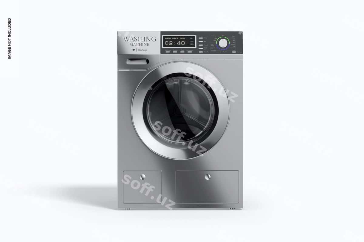 Kir yuvish mashinasi maketining oldingi ko'rinishi | Washing machine mockup front view 1