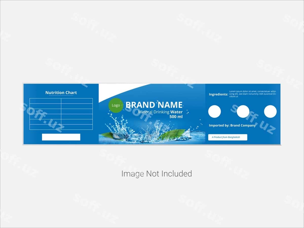 Suv shishasi yorlig'i dizayni | Water bottle label design 1