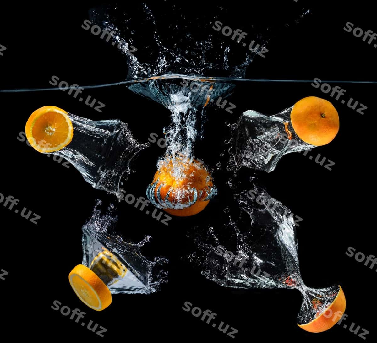 Su damchalari kesilgan apelsin mevalari | Water droping slice orange fruits 1