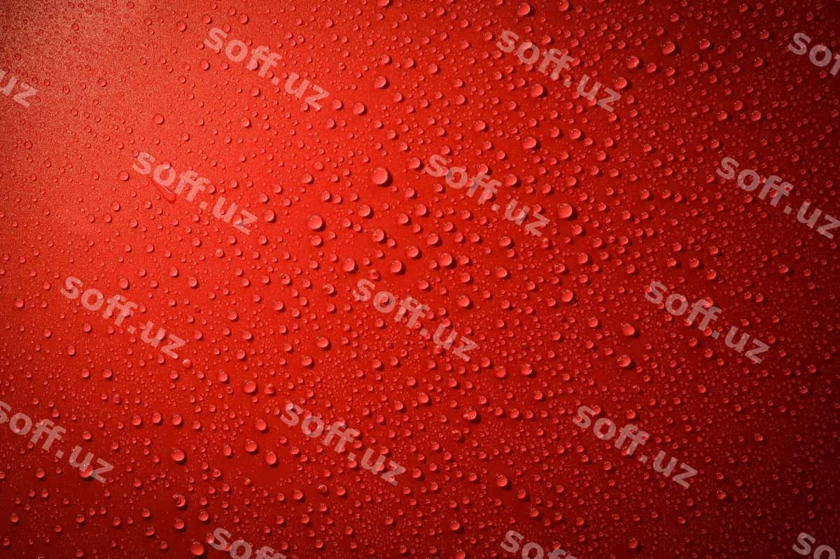 Suv qizil fonga tushadi | Water drops red background 1