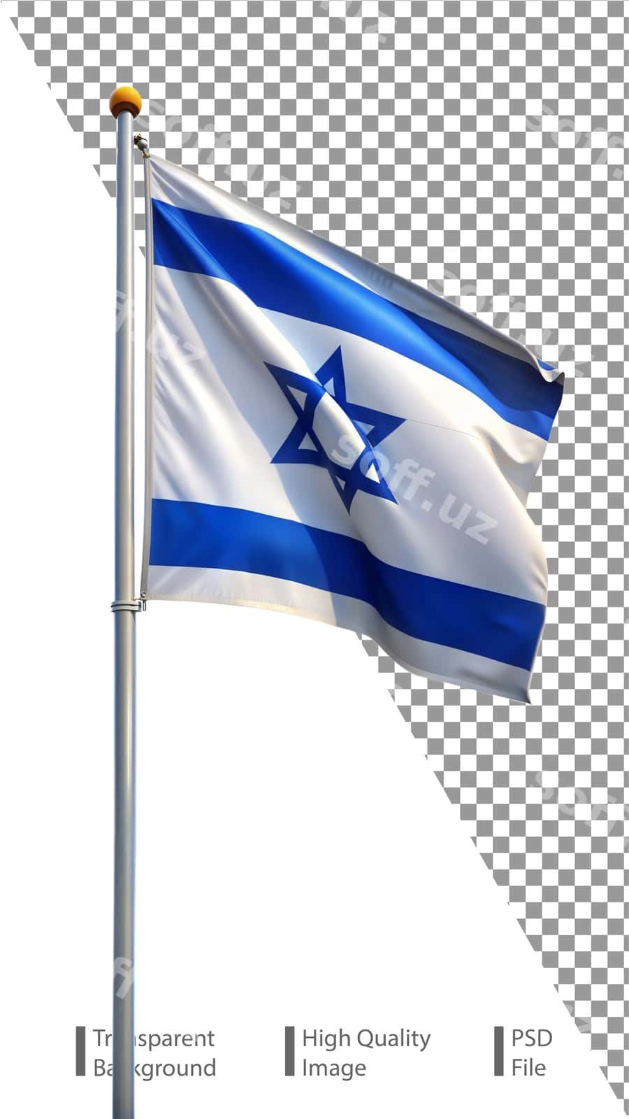 Shaffof fonda hilpiragan Isroil bayrog'i | Waving flag israel transparent background 1