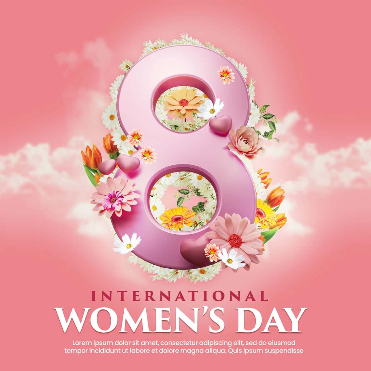 Xalqaro xotin-qizlar kuni muborak bo'lgan flayer ijtimoiy media post shabloni | Happy international womens day flyer social media post template 1