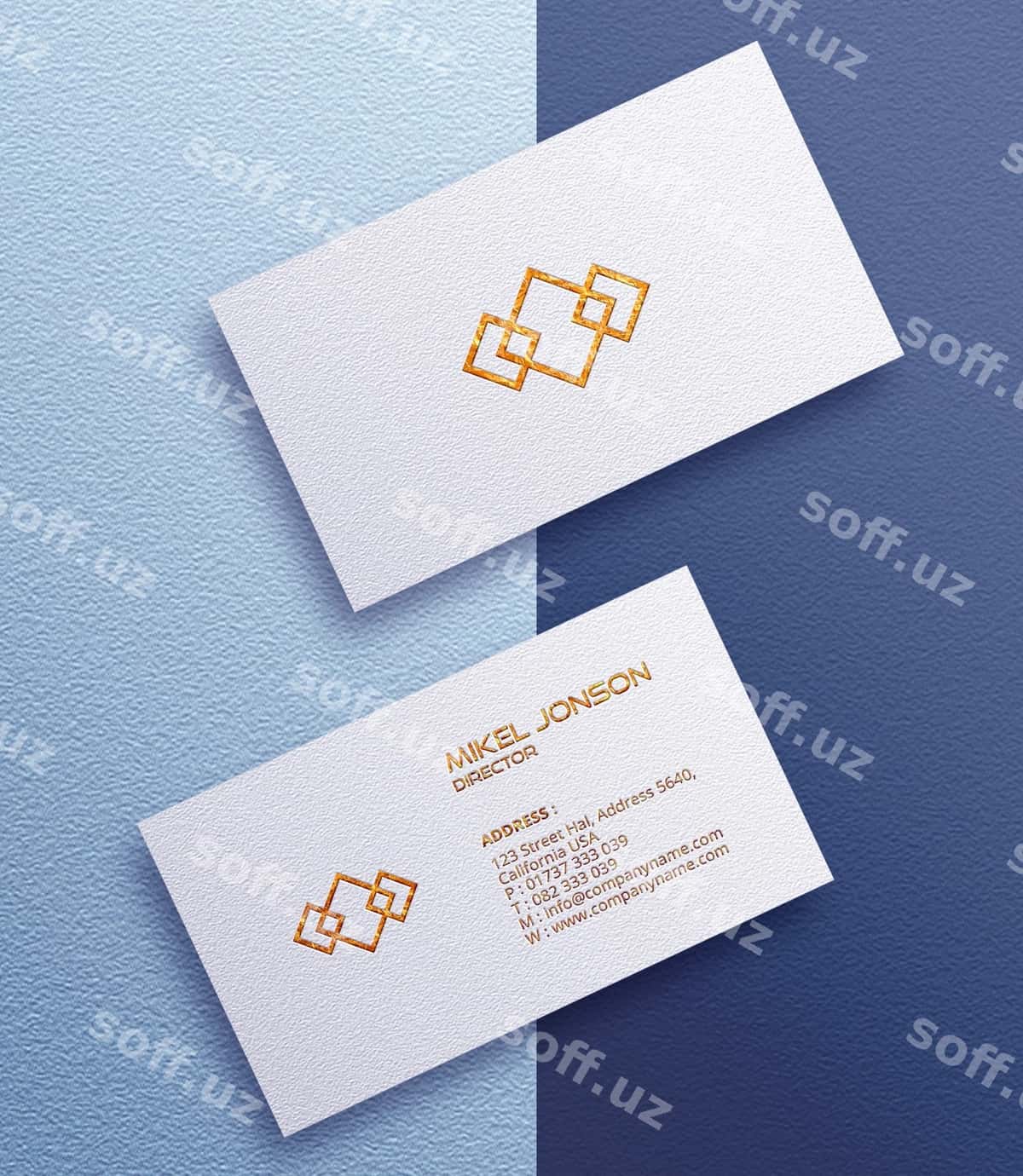 Oq biznes karta logotipi mockup | White business card logo mockup 1