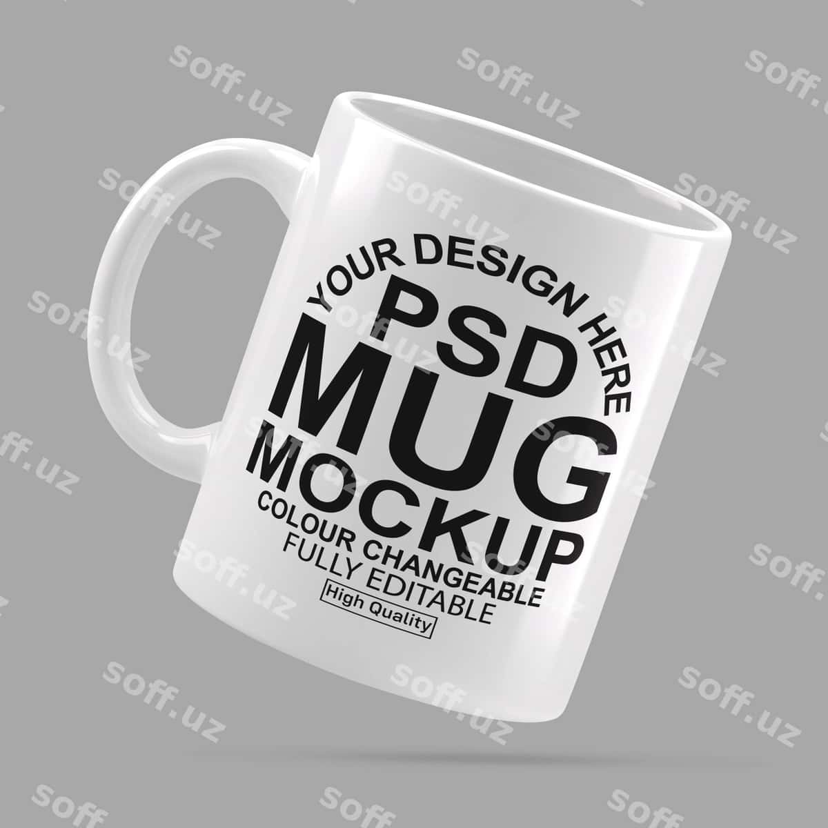 Oq sopol krujka maketi | White ceramic mug mockup 1