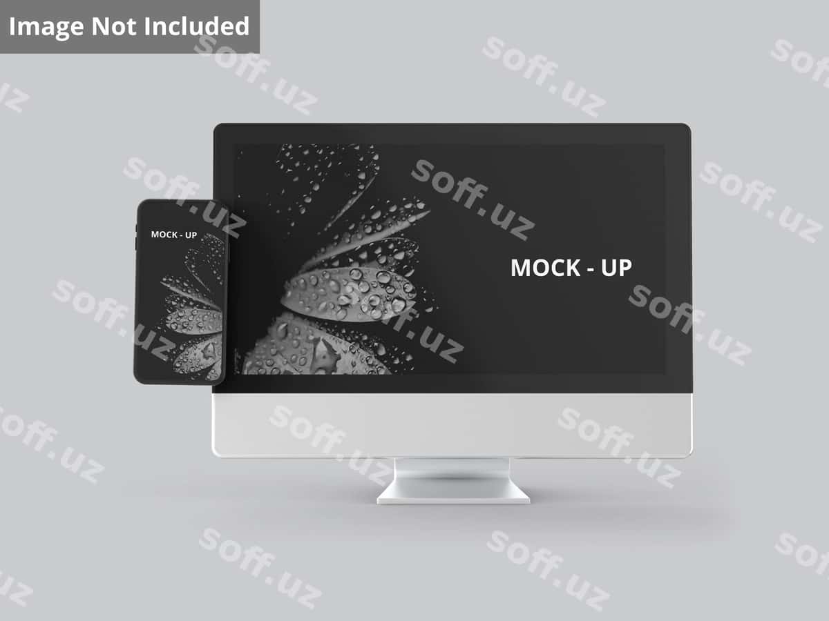 Oq desktop mobil telefon mockup | White desktop mobile phone mockup 1