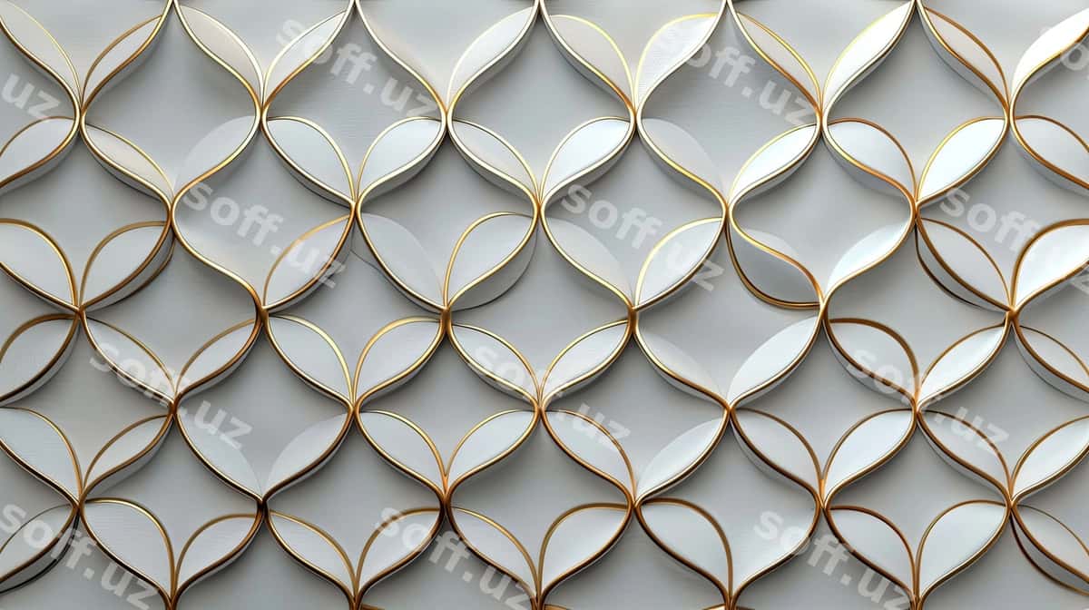 Oq oltin 3D egri naqsh | White gold 3d curved pattern 1