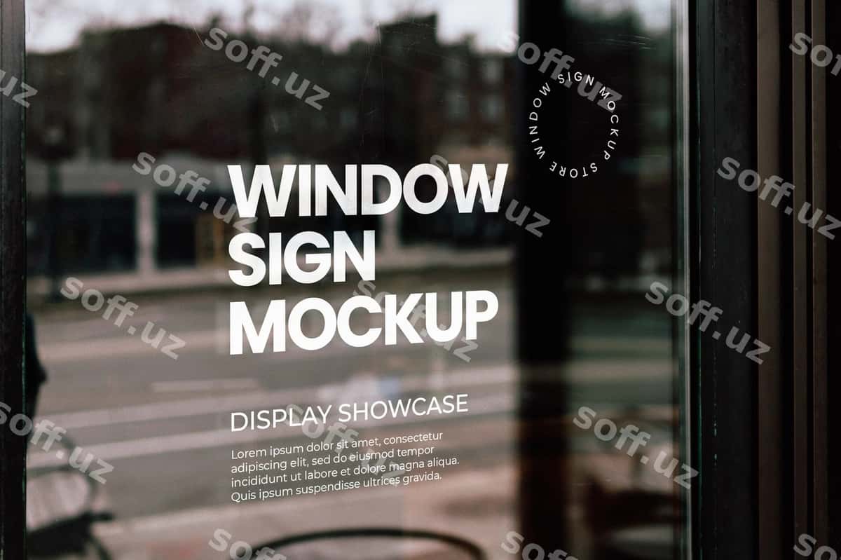 Oyna belgisi mockup | Window sign mockup 1