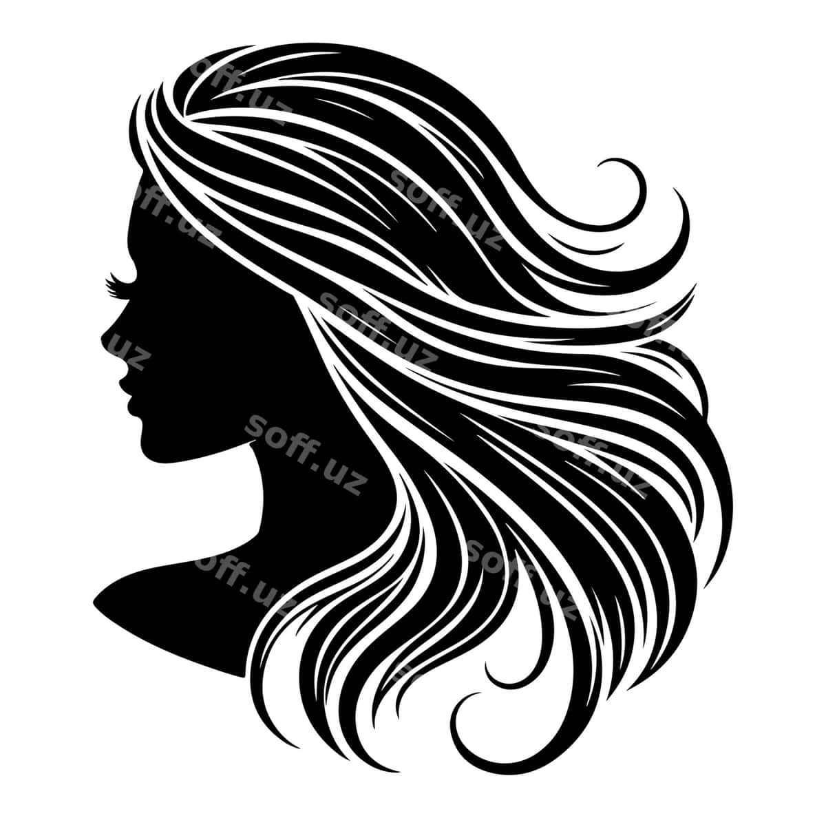 Ayol soch vektor ikon | Woman hair vector icon 1